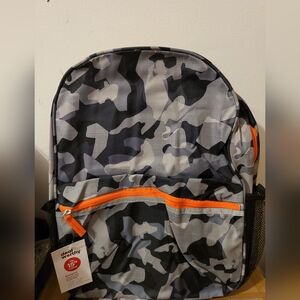 Urban Camouflage Backpack with Orange Trim